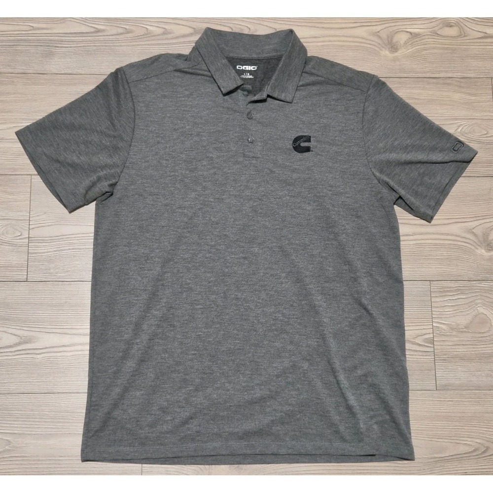 Ogio Cummins Diesel Engine Logo Polo Shirt Gray Mens Size Large Athletic